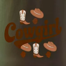 Cowgirl nápis a oblečenie Cowgirl nápis a oblečenie
