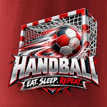 Hádzanárska lopta v bránke eat sleep repeat