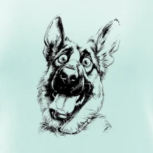 Čiernobiela karikatúra Nemecký ovčiak