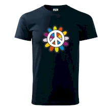 Peace symbol s kreslenou kvetinou