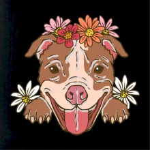 Americký stafordšírsky teriér hlava s kvetinami