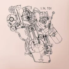 Motor Škoda/ VW 1.9L  TDI z boku