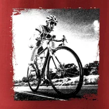 Cyklista čiernobiela cesta