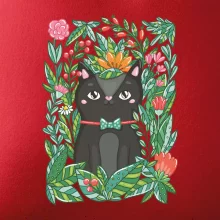 Mačka s kvetmi maľované