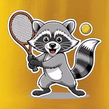 Mýval hrá tenis kreslený