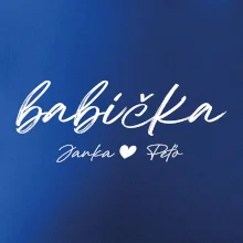 Babička Tričko s menami detí písacie písmo