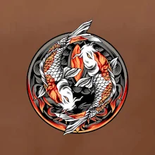 Yin & Yang Koi kapor - oranžový