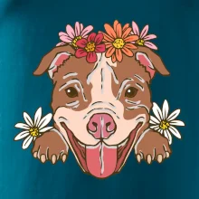 Americký stafordšírsky teriér hlava s kvetinami