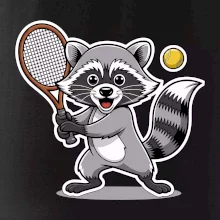 Mýval hrá tenis kreslený