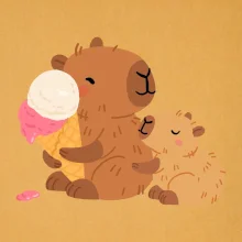 Kapybara so zmrzlinou