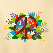 Peace symbol prerastený kvetinami