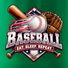 Baseballová pálka s rukavicou eat sleep repeat