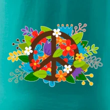 Peace symbol prerastený kvetinami
