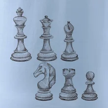 Šachové figúrky kreslené