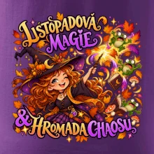 Listopadová čarodějka kouzlí podzimní žáby