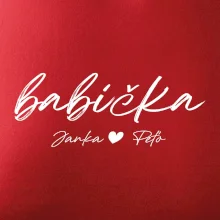 Babička Tričko s menami detí písacie písmo