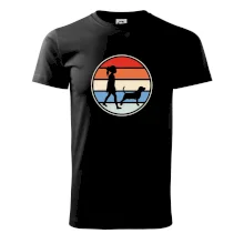 Retro kruh - dievča a pes na prechádzke Retro kruh - dievča a pes na prechádzke