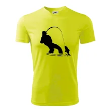 Rybár ťahajúce rybu