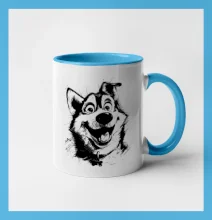 Čiernobiela karikatúra husky