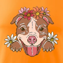 Americký stafordšírsky teriér hlava s kvetinami