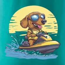 Jazvečík na vodnom skútri