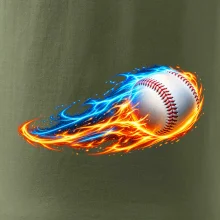 Letící baseballový míček v plamenech