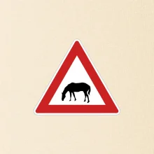 Dopravná značka - Pozor pasúci sa kôň