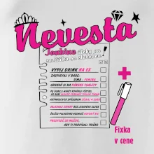 Tričko na rozlúčku s úlohami na chrbte + nápis nevesta