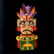 Mayová maska s perím