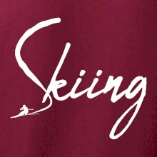 Skiing nápis lyžiar