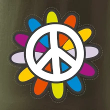 Peace symbol s kreslenou kvetinou