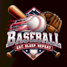 Baseballová pálka s rukavicou eat sleep repeat