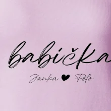 Babička Tričko s menami detí písacie písmo