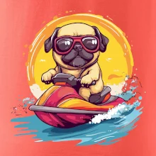 Mops na vodnom skútri