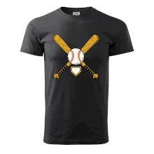 Zkřížené baseballové pálky a míček