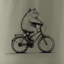 Tučná mačka na bicykli