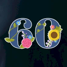 Kvetinové číslo kreslené - 60