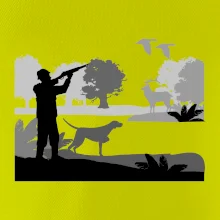 Lovec a stavač v lese