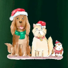 Veselé vianoce - pes, škrečok a mačka
