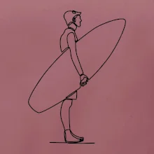 Surfer stojaci jedným ťahom