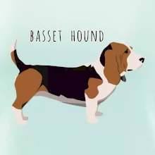 Basset hound pes s nápisom