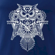 Steampunk sova čiernobiela