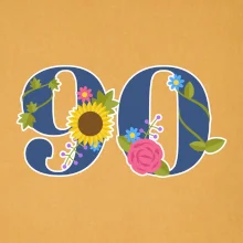 Kvetinové číslo kreslené - 90 Kvetinové číslo kreslené - 90