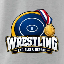Zápasnická žíněnka se zlatou medailí eat sleep wrestling  repeat