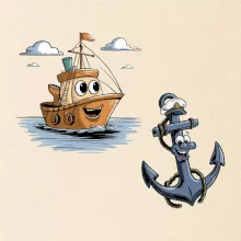 Parové tričko - Loď a kotva