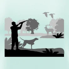 Lovec a stavač v lese