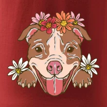 Americký stafordšírsky teriér hlava s kvetinami