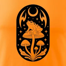 Goblincore čiernobiela oválna žaba