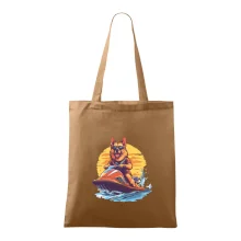 Nemecký ovčiak na vodnom skútri