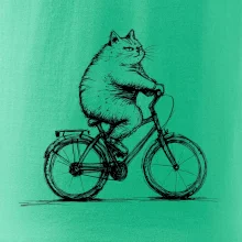 Tučná mačka na bicykli